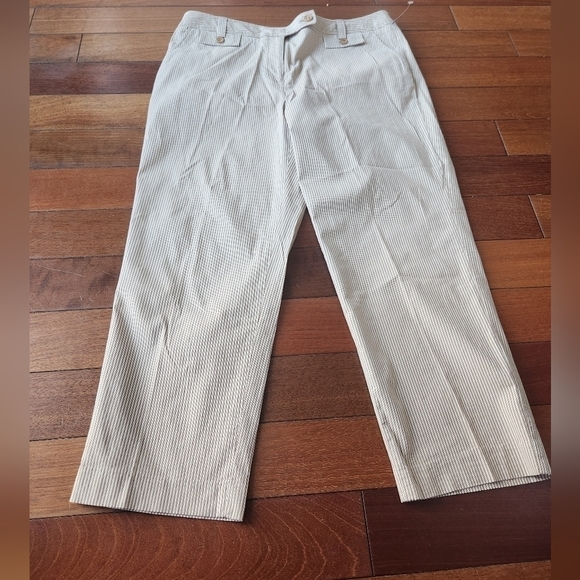 NWT Talbots Cropped Tan Stripped Cotton/Spandex Ankle Length Pants size 14 - Picture 7 of 11